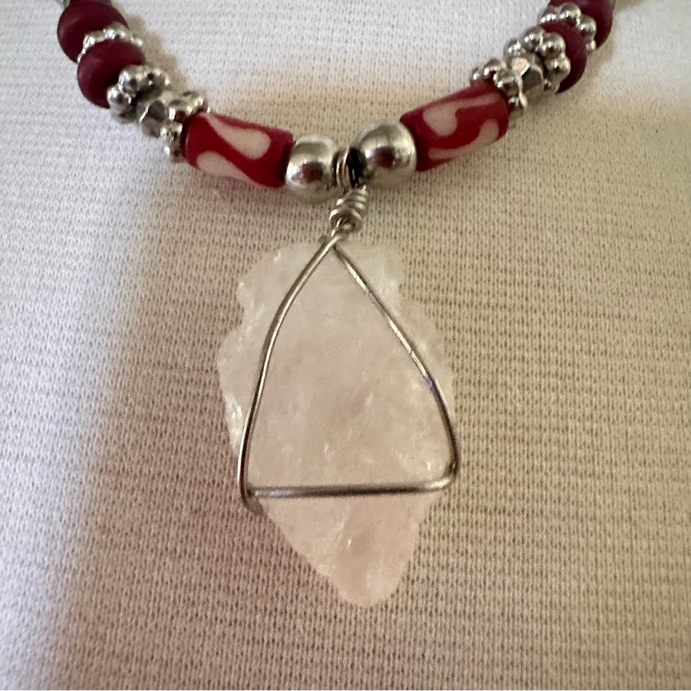 Handcrafted Quartz Stone Wrapped Beads Necklace